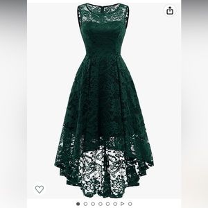 MUADRESS Dress green lace stretch knit hi lo  XS